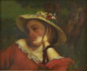 Gustave Courbet Woman with Flowers in her Hat oil painting artist